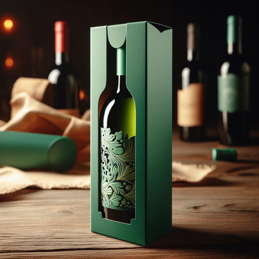 Polski producent pudełek. Zielone pudełko na wino z okienkiem
