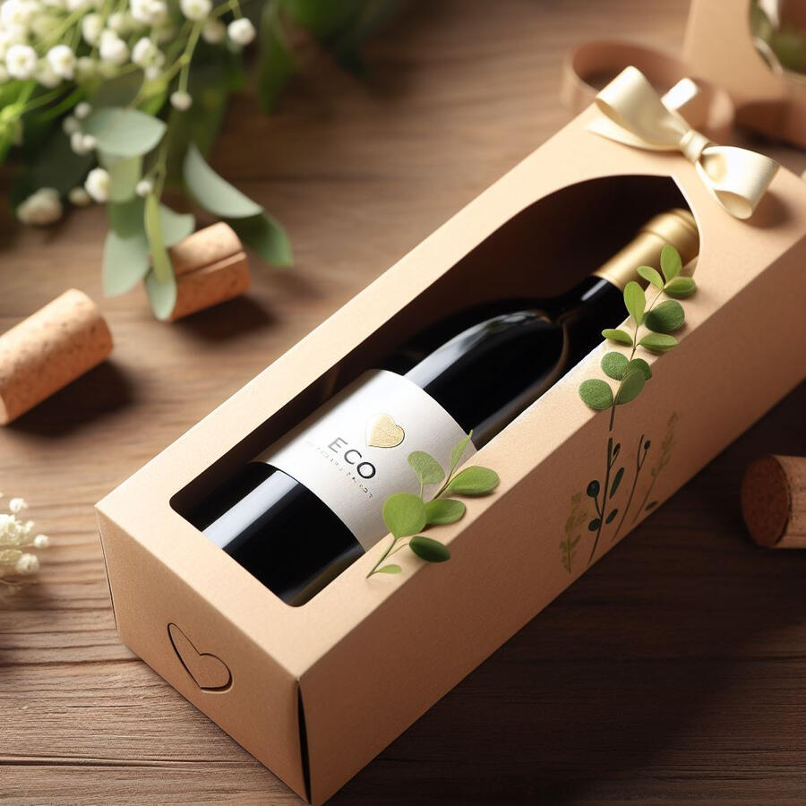 B2B, Eco naturalne pudełko na wino z okienkiem